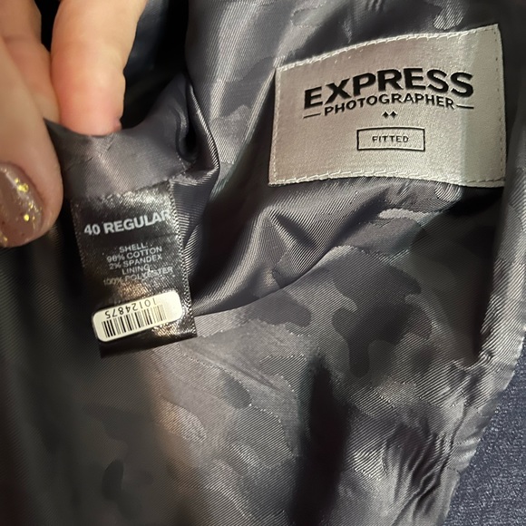 Express Photographer Fitted Navy 40R Blazer - Picture 3 of 4